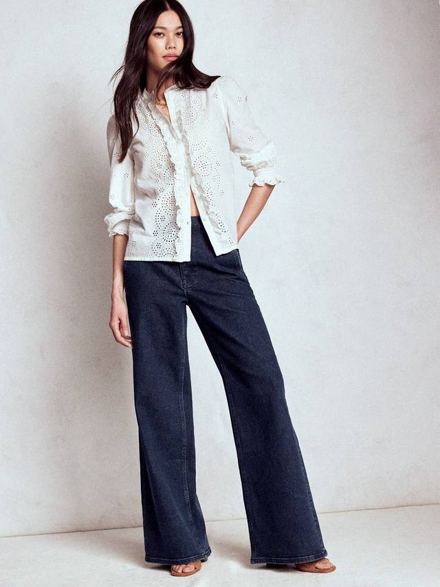 

Джинсы с высокой посадкой и широкими штанинами Boden, Dark Vintage