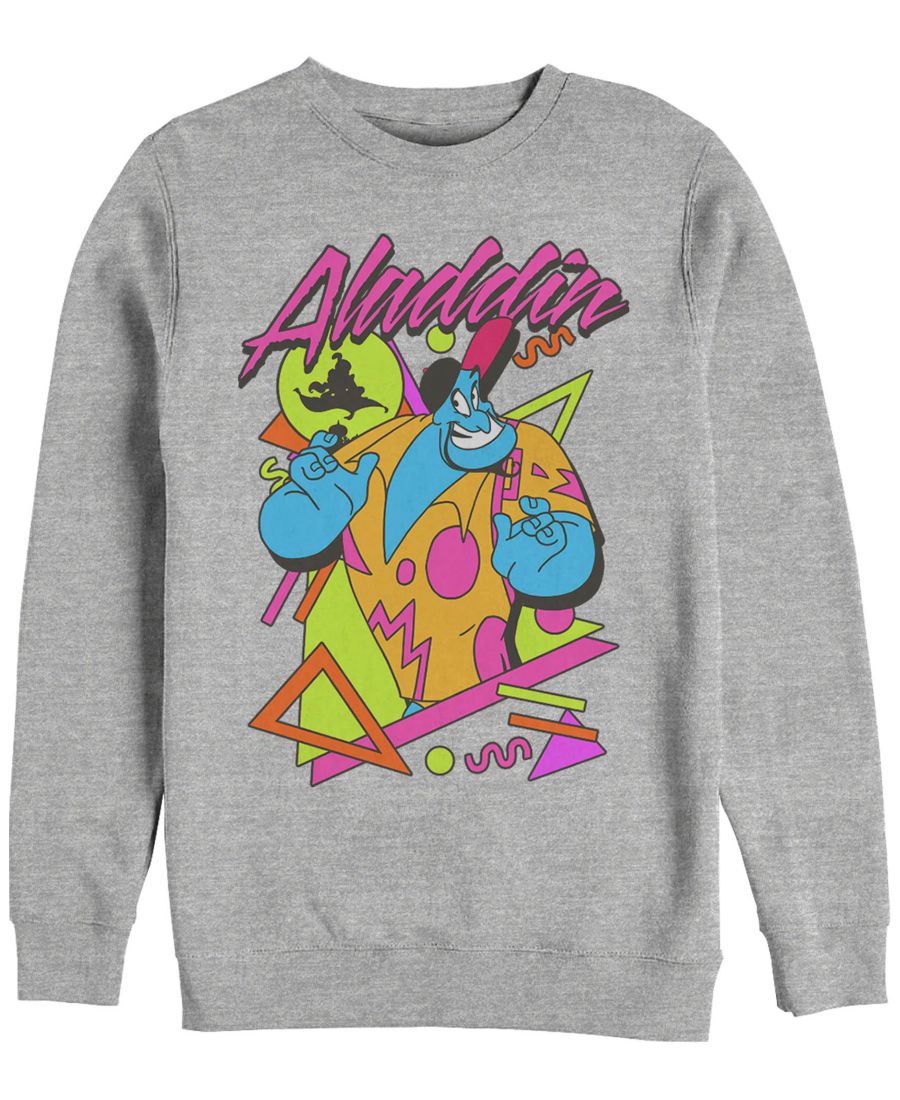 

Мужская футболка Disney Аладдин: Джинн в костюме в стиле ретро с абстрактным рисунком, круглый вырез, флисовая Fifth Sun, Heathr Gry