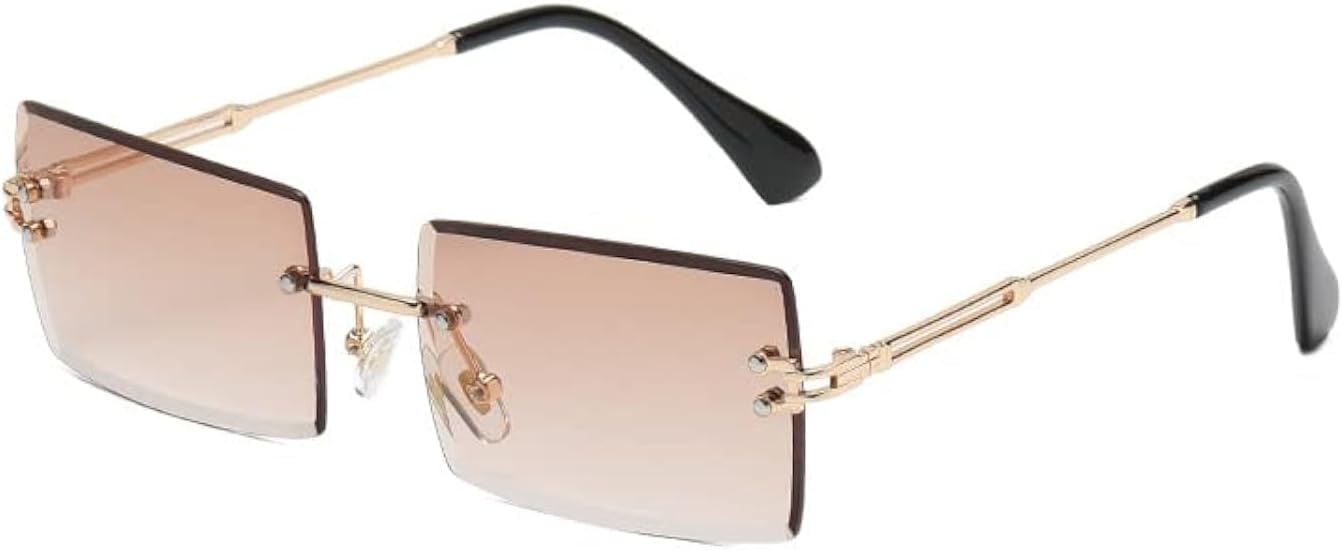 

Солнцезащитные очки HANDA прямоугольной формы без оправы для женщин и мужчин, с защитой от УФ-излучения UV400, квадратной оправой и металлическим каркасом Generic, Tea