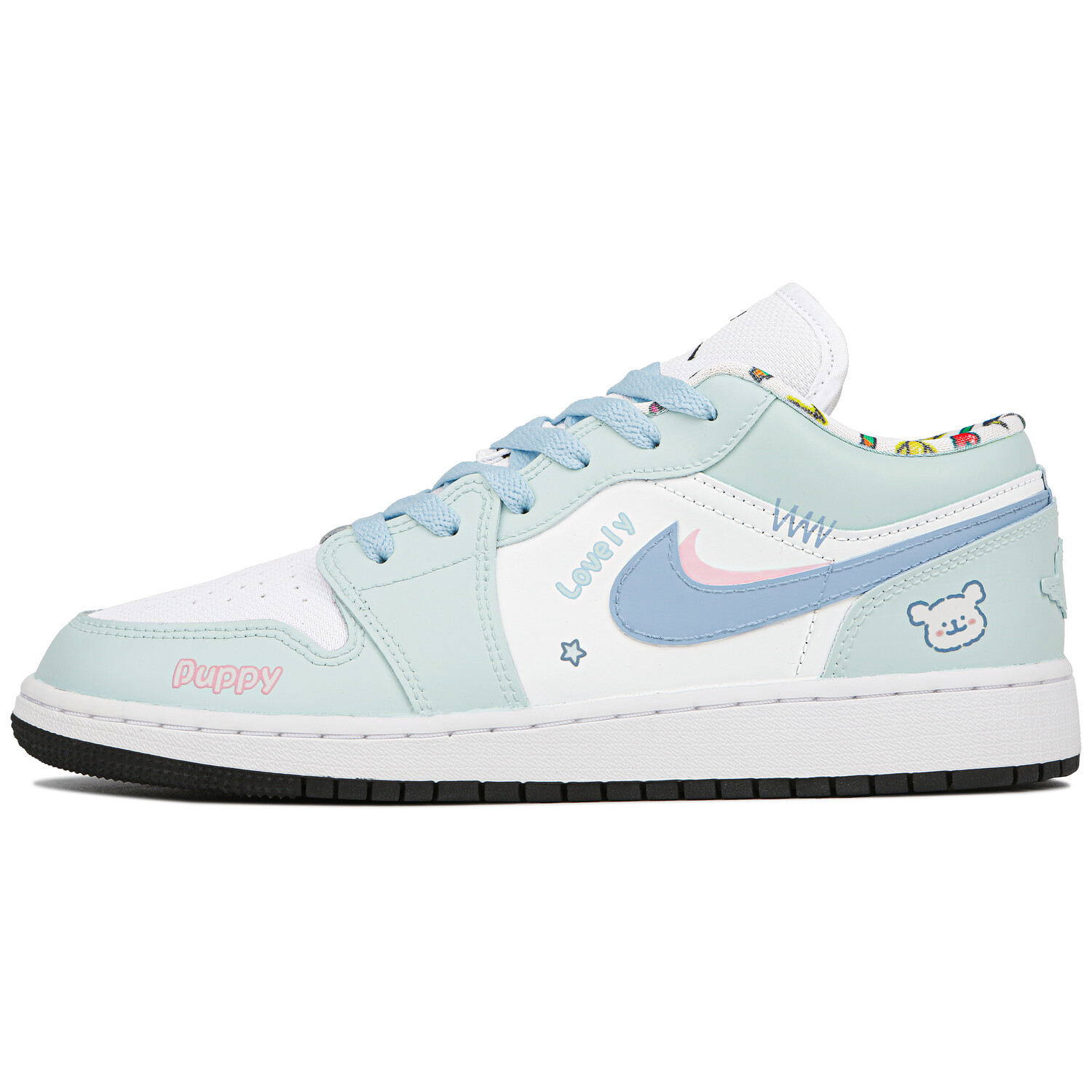 Кроссовки Air Jordan 1 Vintage Basketball Shoes Women's Low-top White/cyan/green, белый