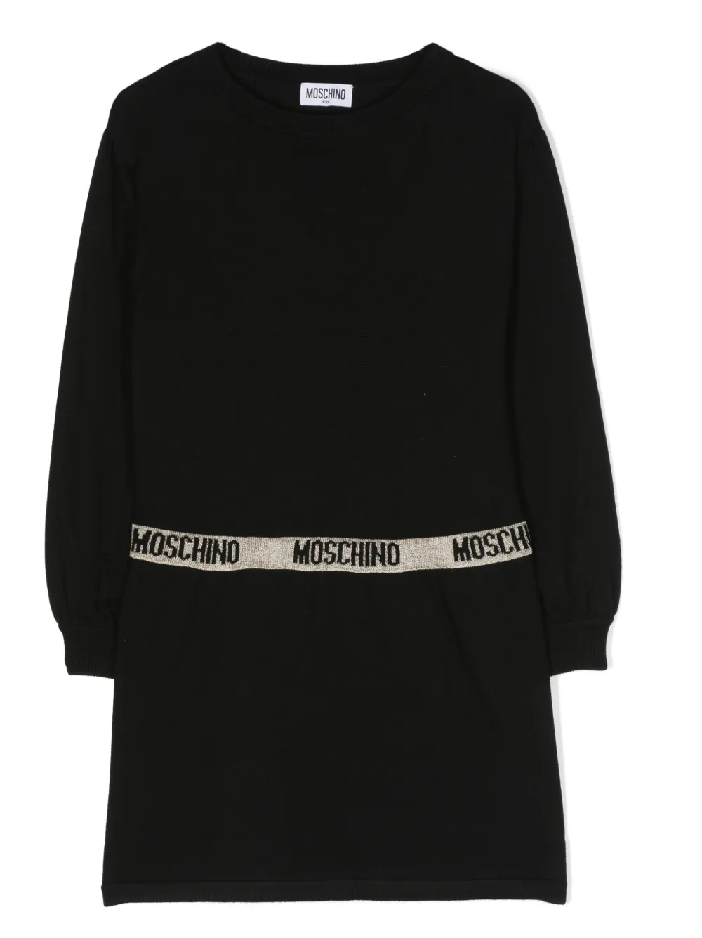 

Платье с длинными рукавами и логотипом Moschino Kids, черный