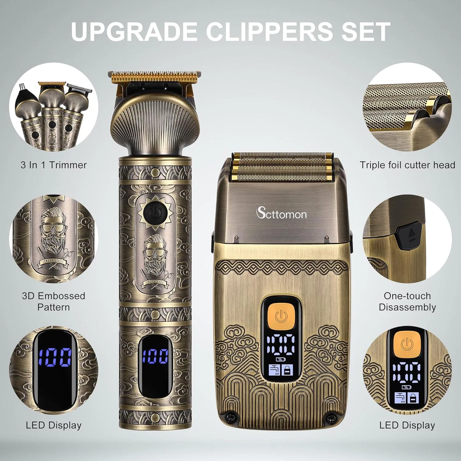 Набор для ухода за волосами «T-Blade Hair Trimmer» от Scttomon Scttomon, Bronze — фото 4