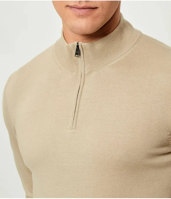 Шерстяной свитер Эбенджи Regular fit Boss, бежевый — фото 4