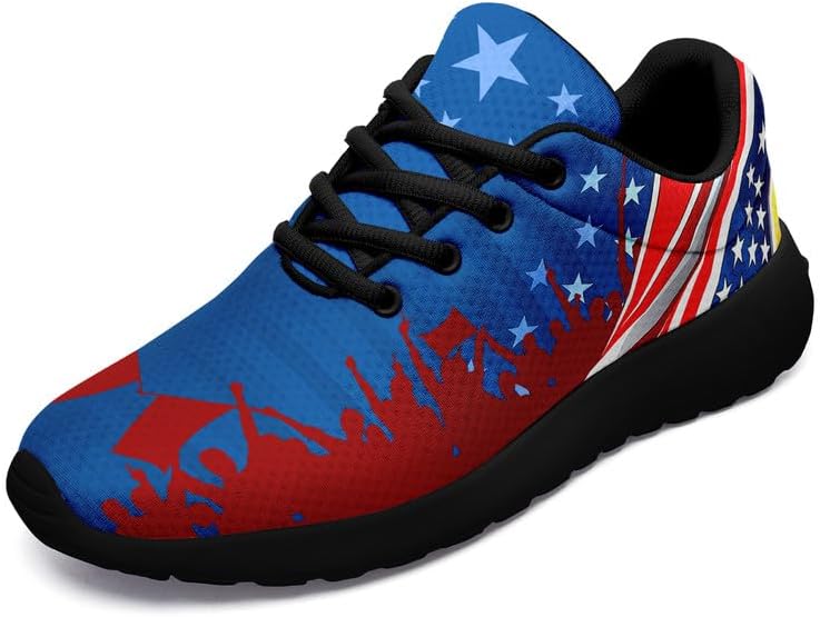 

Кроссовки для бега с американской тематикой для мужчин и женщин, стиль США, флаг США, звезды, легкие, комфортные, с амортизацией, для ходьбы Awsole, черный