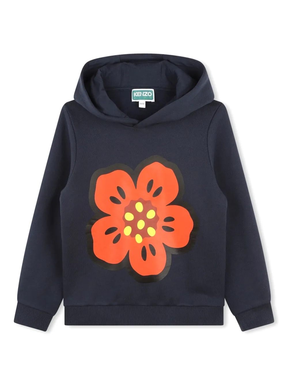 

Толстовка с капюшоном и цветочным принтом Kenzo Kids, синий