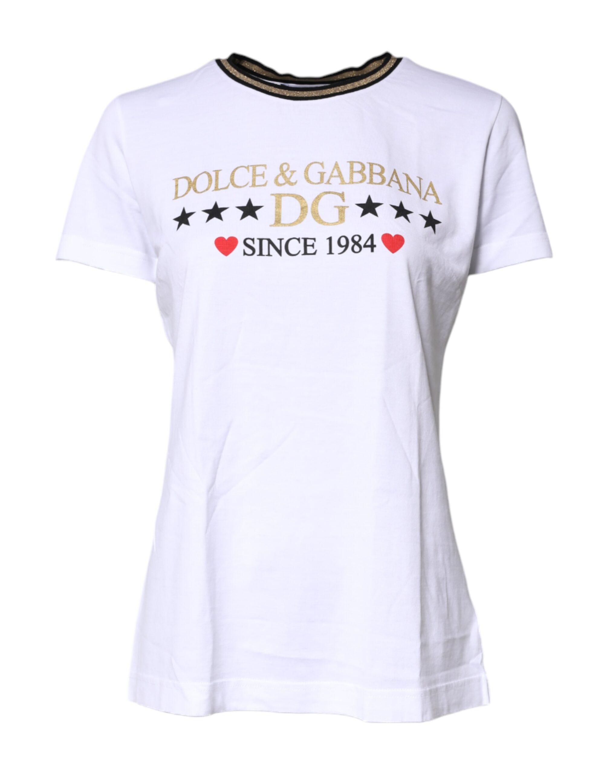 

Белая хлопковая футболка с круглым вырезом и принтом Dolce & Gabbana