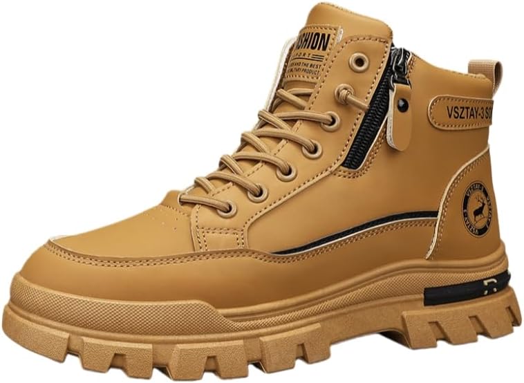 

Мужские модные ботинки до щиколотки с шнуровкой, толстой подошвой и высокой колодкой, подходят как для повседневной работы, так и для использования на улице Hoalox, хаки