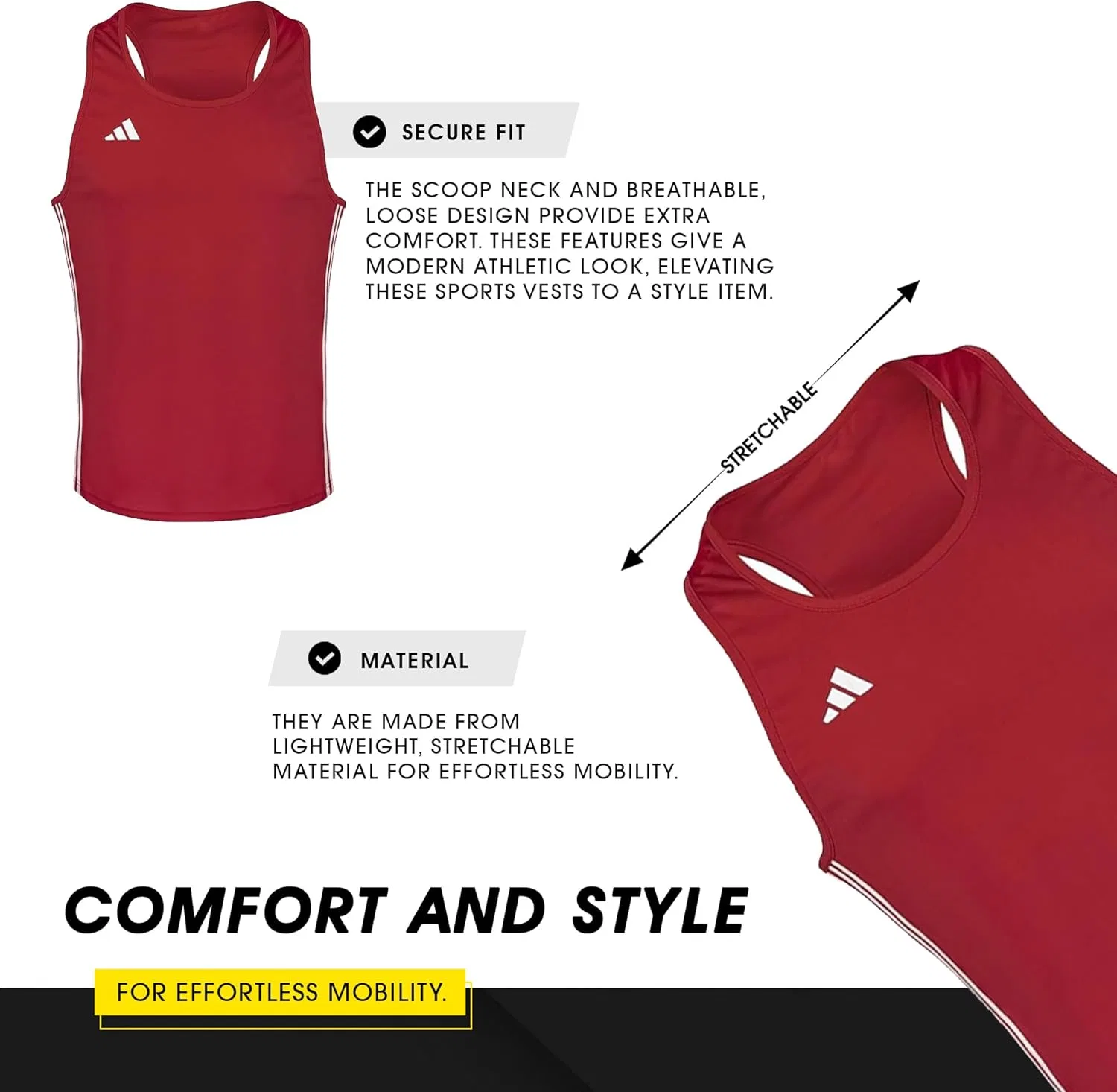 Топ боксерский adidas, красный — фото 4
