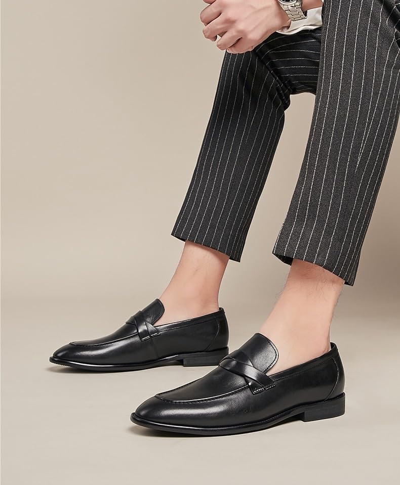 Мужские классические туфли Пенни лоферы для мужчин, слипоны для официального стиля Dmgyck, черный — фото 2