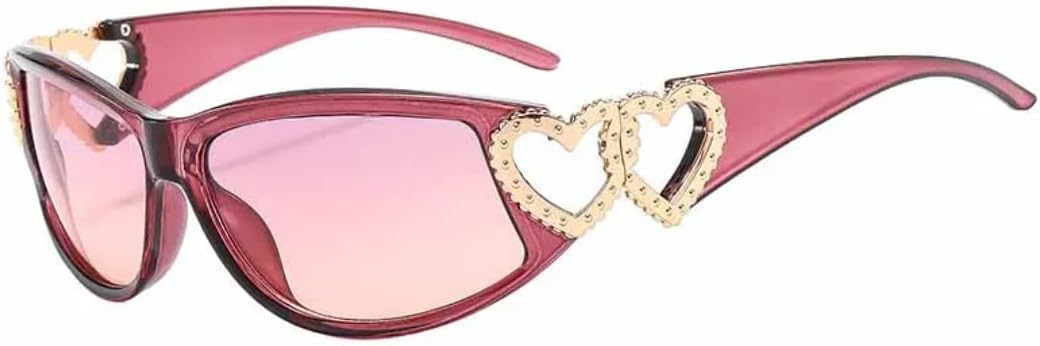 

Популярные хипстерские панк-солнцезащитные очки в форме сердца для женщин, роскошные, мужские, для путешествий, модные, с защитой от УФ-излучения UV400 TVTBBVV, Purple Purple Pink