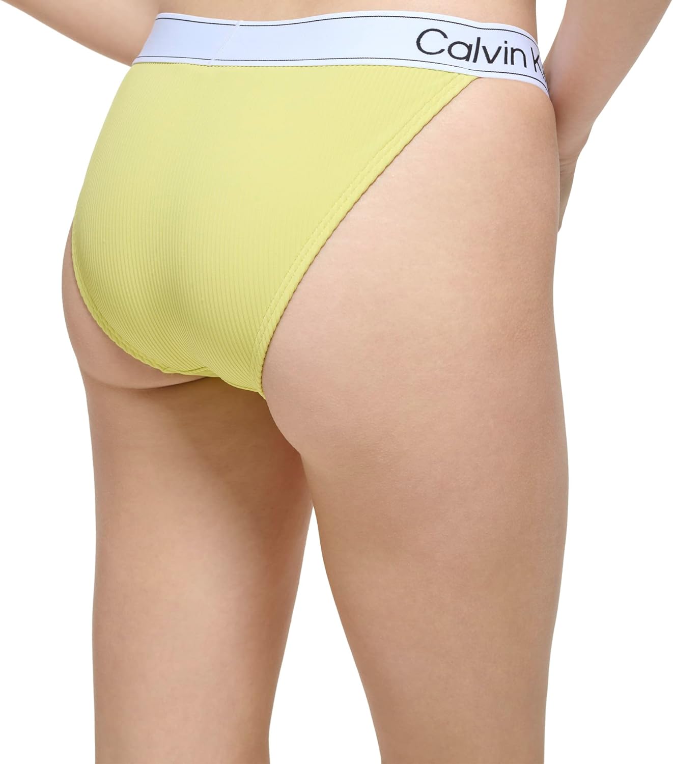 Женский комплект бикини Calvin Klein с заниженной талией и треугольными чашечками и логотипом, Pear Silky Rib — фото 3