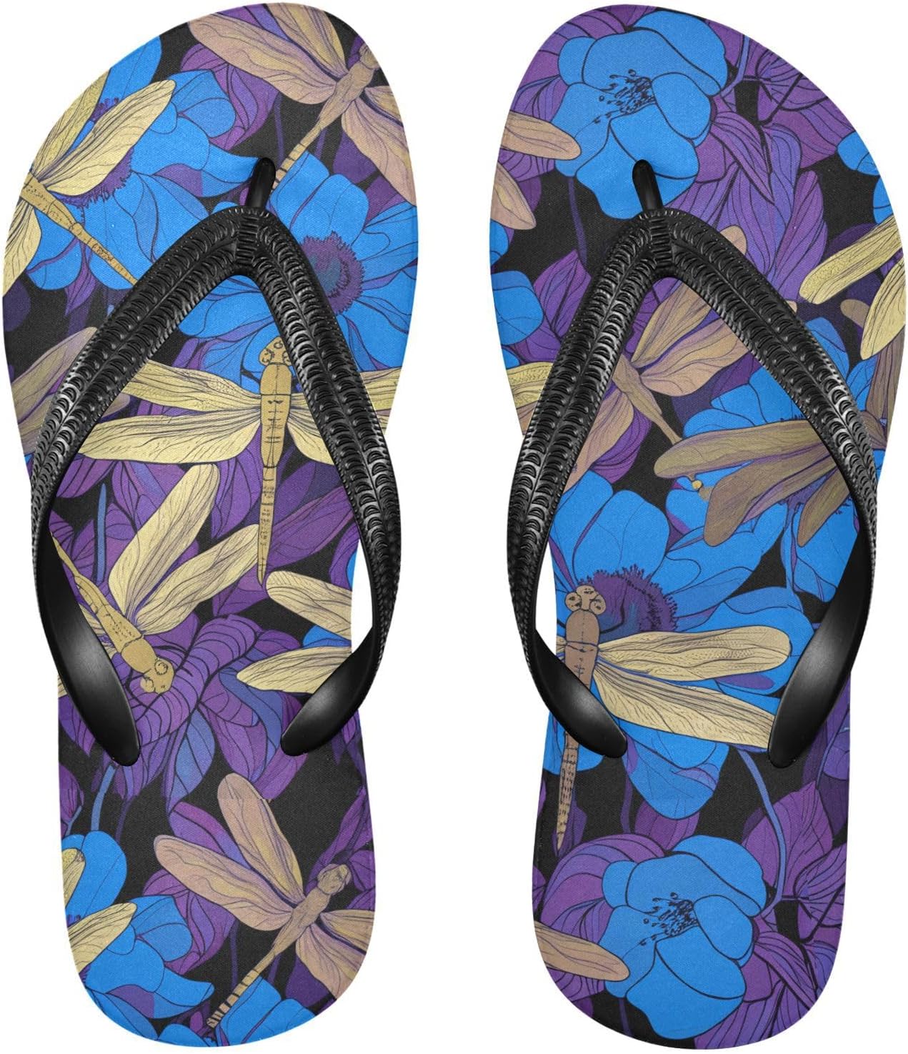 

Вьетнамки с анемоной и стрекозой с синим рисунком, пляжный душ, резиновые нескользящие летние шлепанцы для женщин и мужчин Sinestour