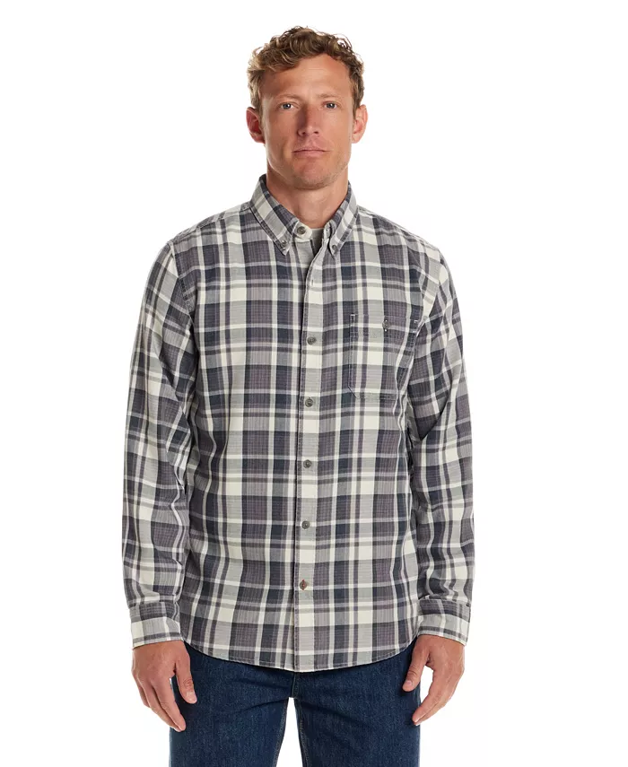 

Мужская фланелевая рубашка с длинным рукавом в клетку Burnout на пуговицах Weatherproof Vintage, серый