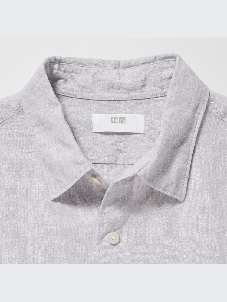 Рубашка из 100% льна премиум-класса Uniqlo, цвет 57 зеленый — фото 3