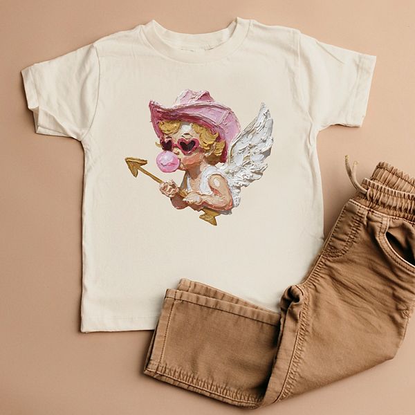 Футболка с принтом Cupid heart eyes paint The Juniper Shop, Cream — фото 2