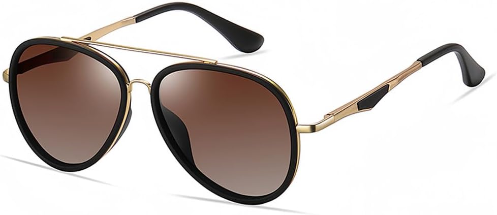 

Ретро поляризованные солнцезащитные очки-пилот для мужчин, плоская верхняя часть, двойная перемычка, солнцезащитные очки для женщин в стиле панк, очки для путешествий и вождения, защита от УФ-излучения UV400 WNCKSQ, C03 Brown