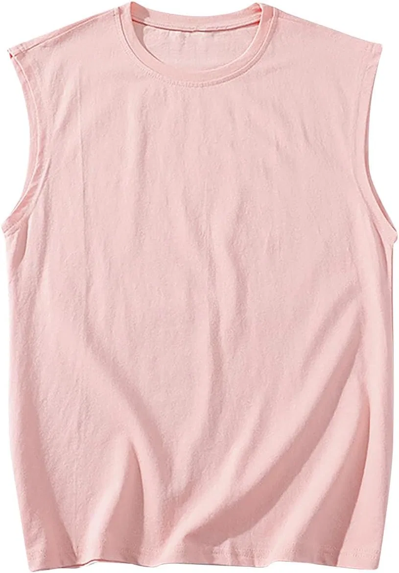 Мужской топ без рукавов, хлопковый, свободный, Pink