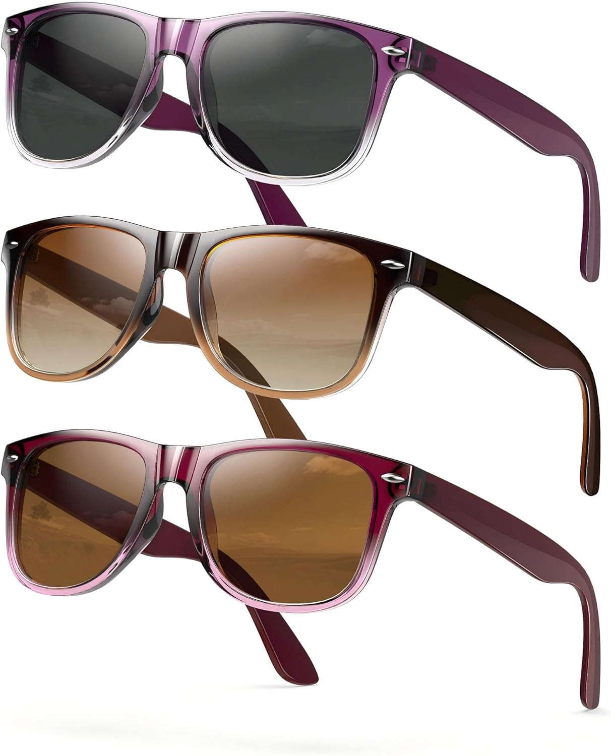 

Женские поляризованные солнцезащитные очки: модные поляризованные солнцезащитные очки с защитой UV400 QALLY, B03-crystal Purple/Grey + Gradient Brown + Crystal Wine/Brown