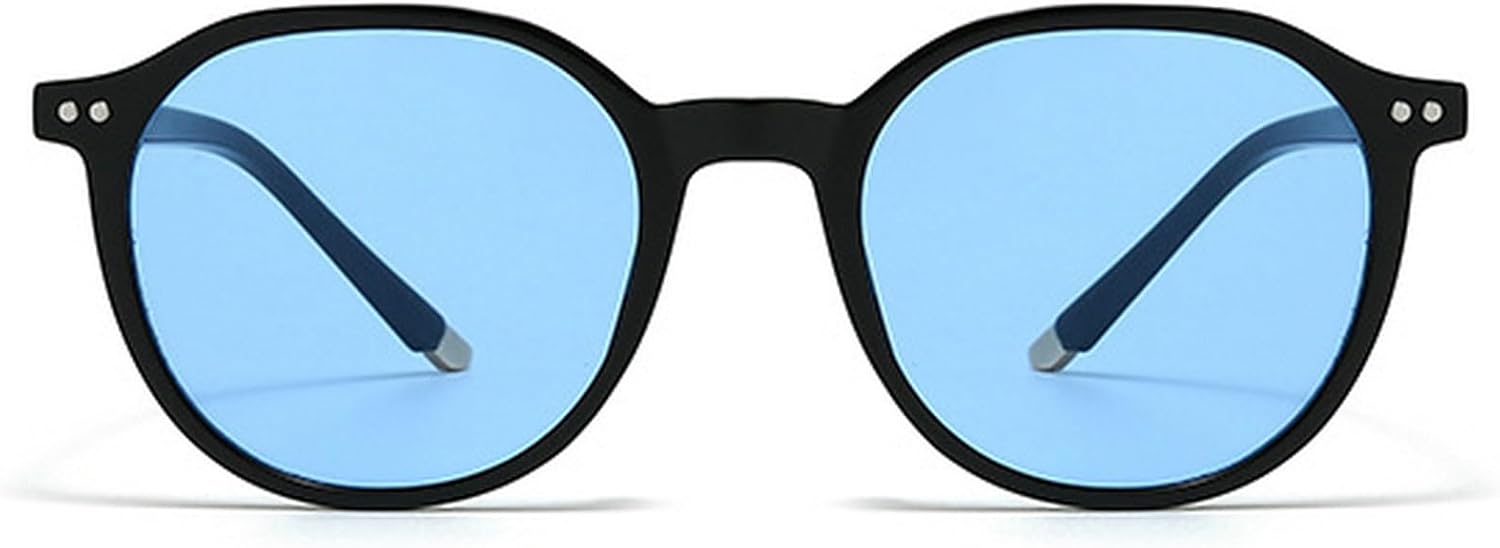 

Популярные модные круглые солнцезащитные очки для женщин, винтажные, с заклепками, панк, мужские, сине-зеленые, с УФ-защитой UV400, градиентные солнцезащитные очки mincl, Blue