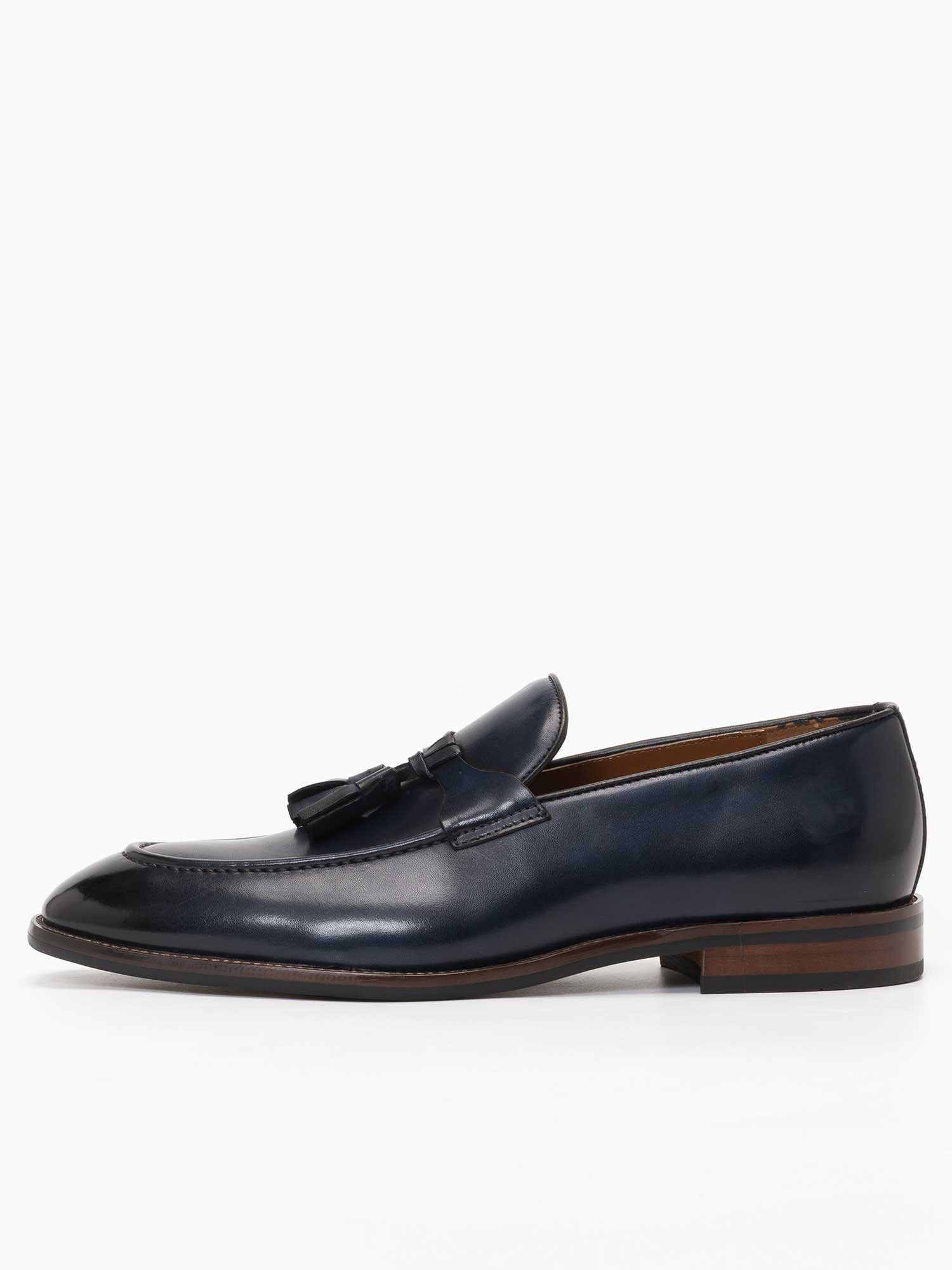 Кожаные лоферы LUCIUS с кисточками, Navy
