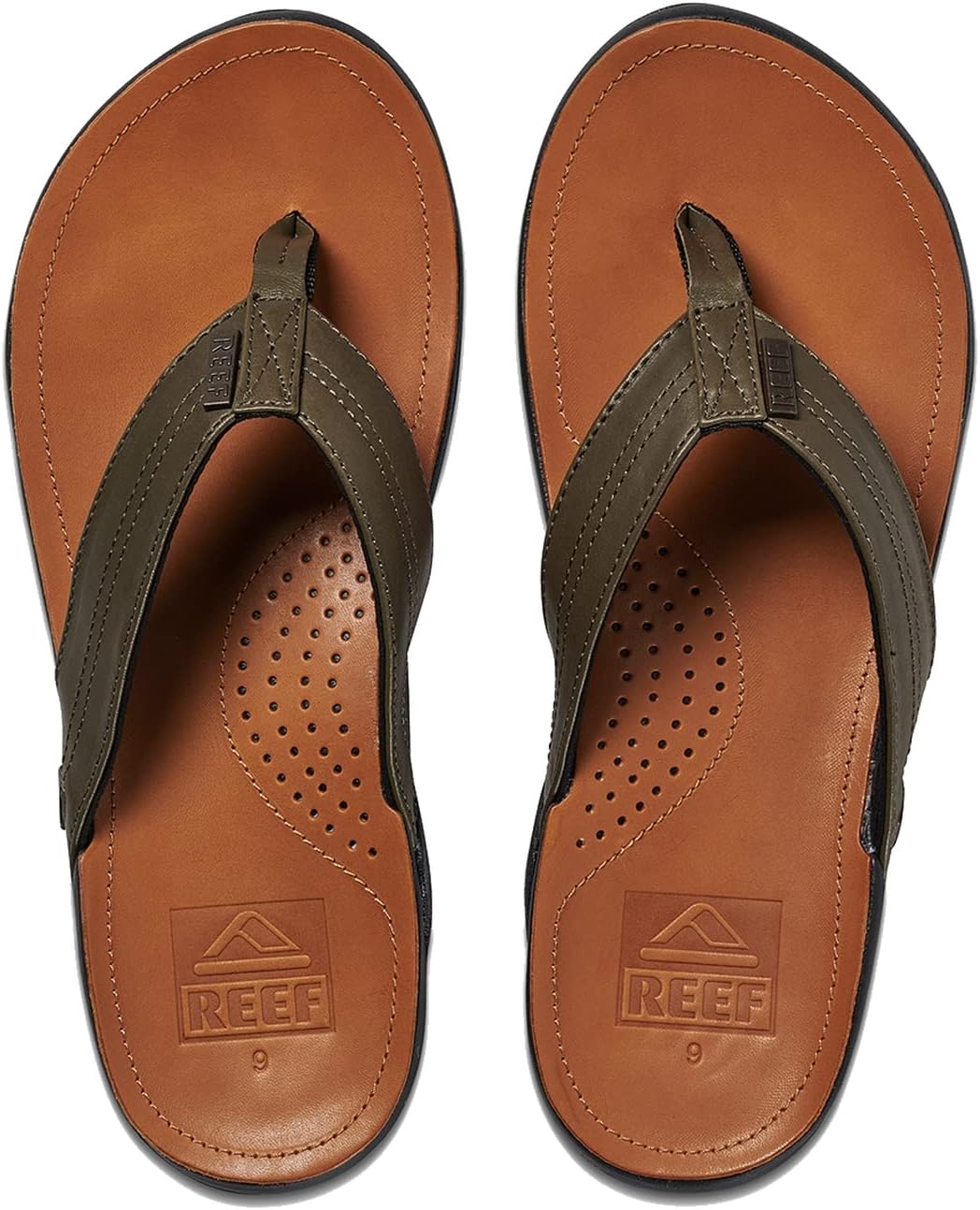 

Мужские кожаные шлепанцы REEF J-Bay III, бежевый/оливковый
