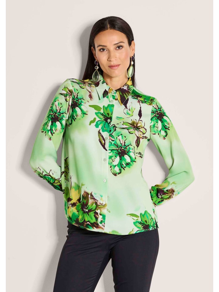 

MADELEINE Элегантная блузка с воротником-стойкой, нежно-зеленого/многоцветного оттенка