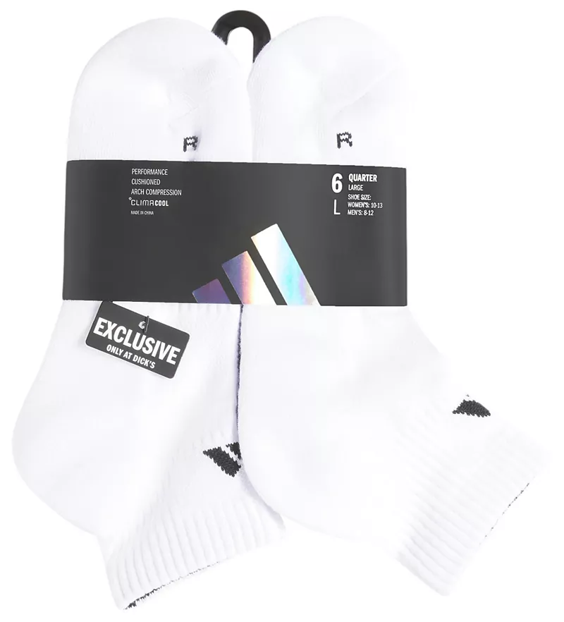 

Набор из 6 носков Adidas Unisex Performance четверть длины, белый/черный