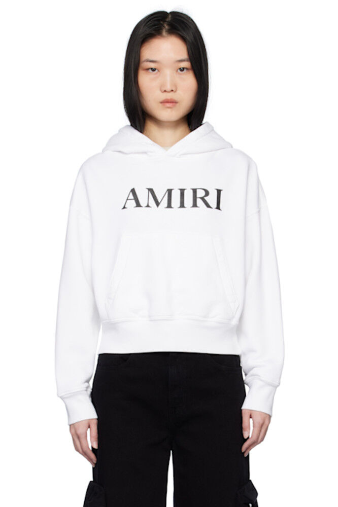 

Белая толстовка с капюшоном и логотипом «AMIRI»