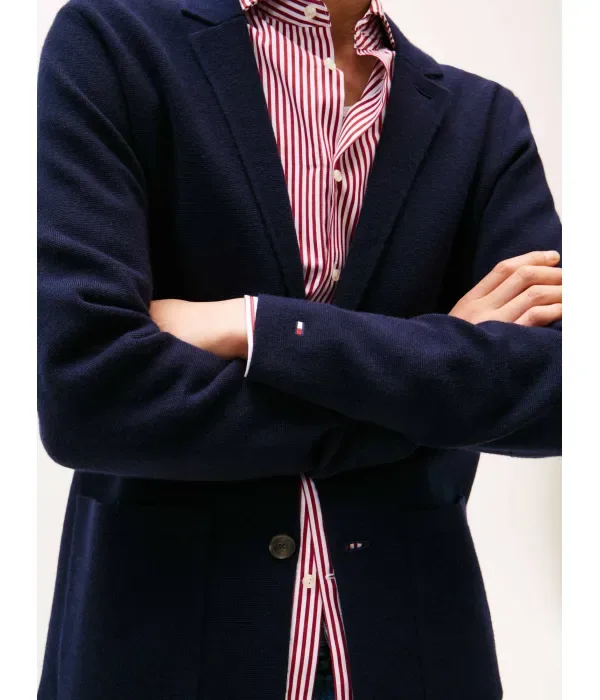 Шерстяной кардиган regular fit Tommy Hilfiger, темно-синий — фото 4