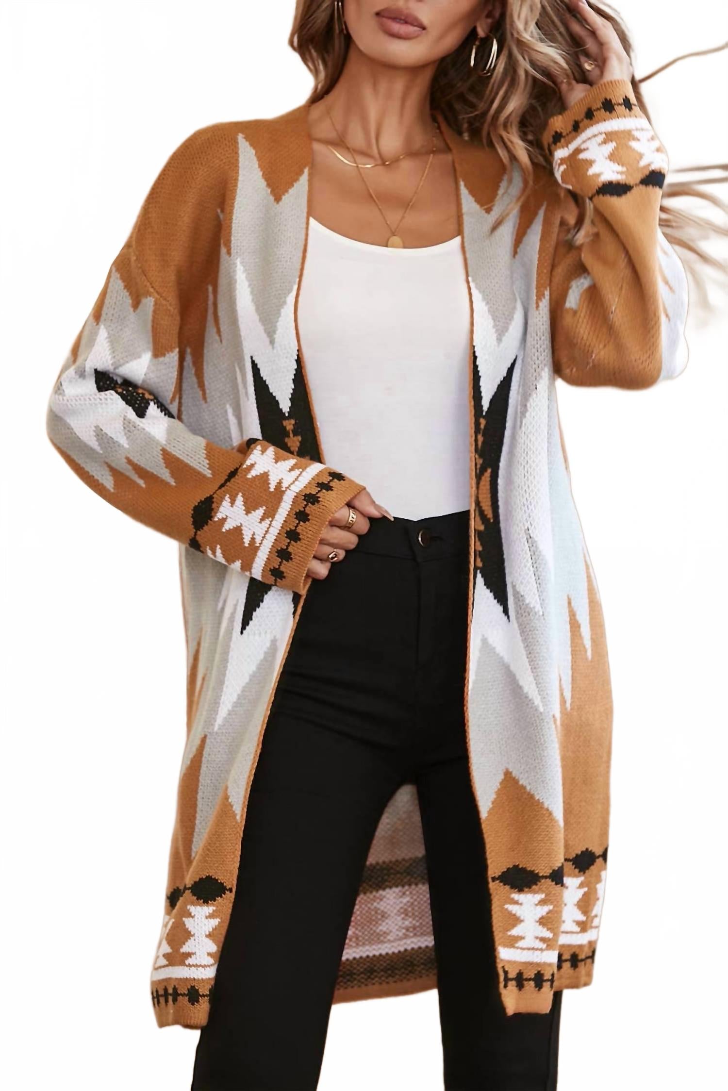 

Графический кардиган с открытым передом в золоте Little Daisy Closet, золотой