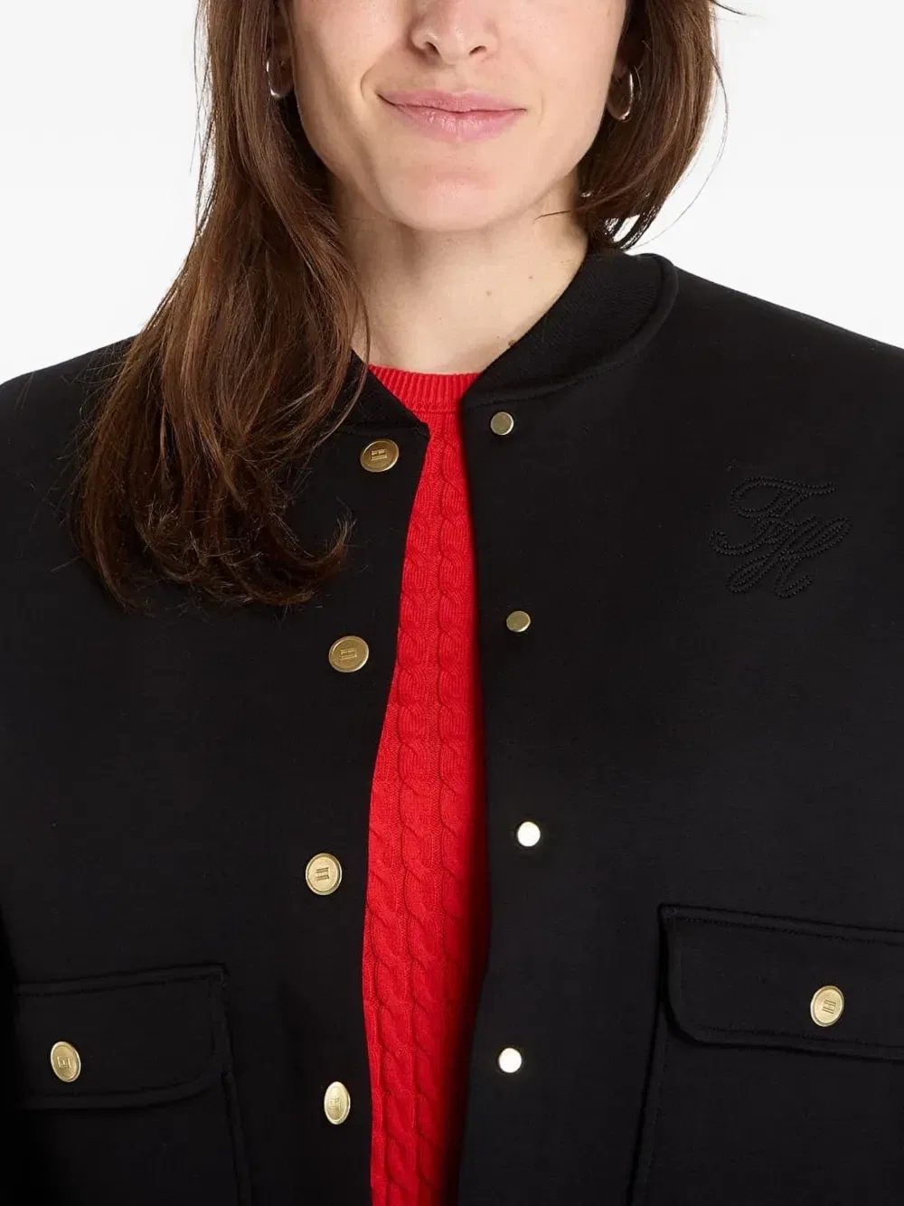 Укороченная куртка на кнопках Tommy Hilfiger, черный — фото 4