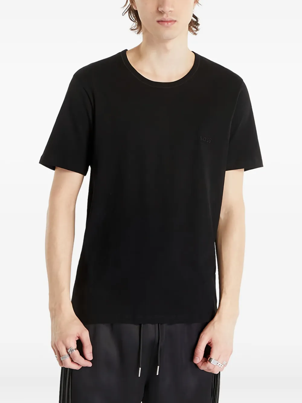 

Комплект из трех футболок с вышитым логотипом HUGO, черный