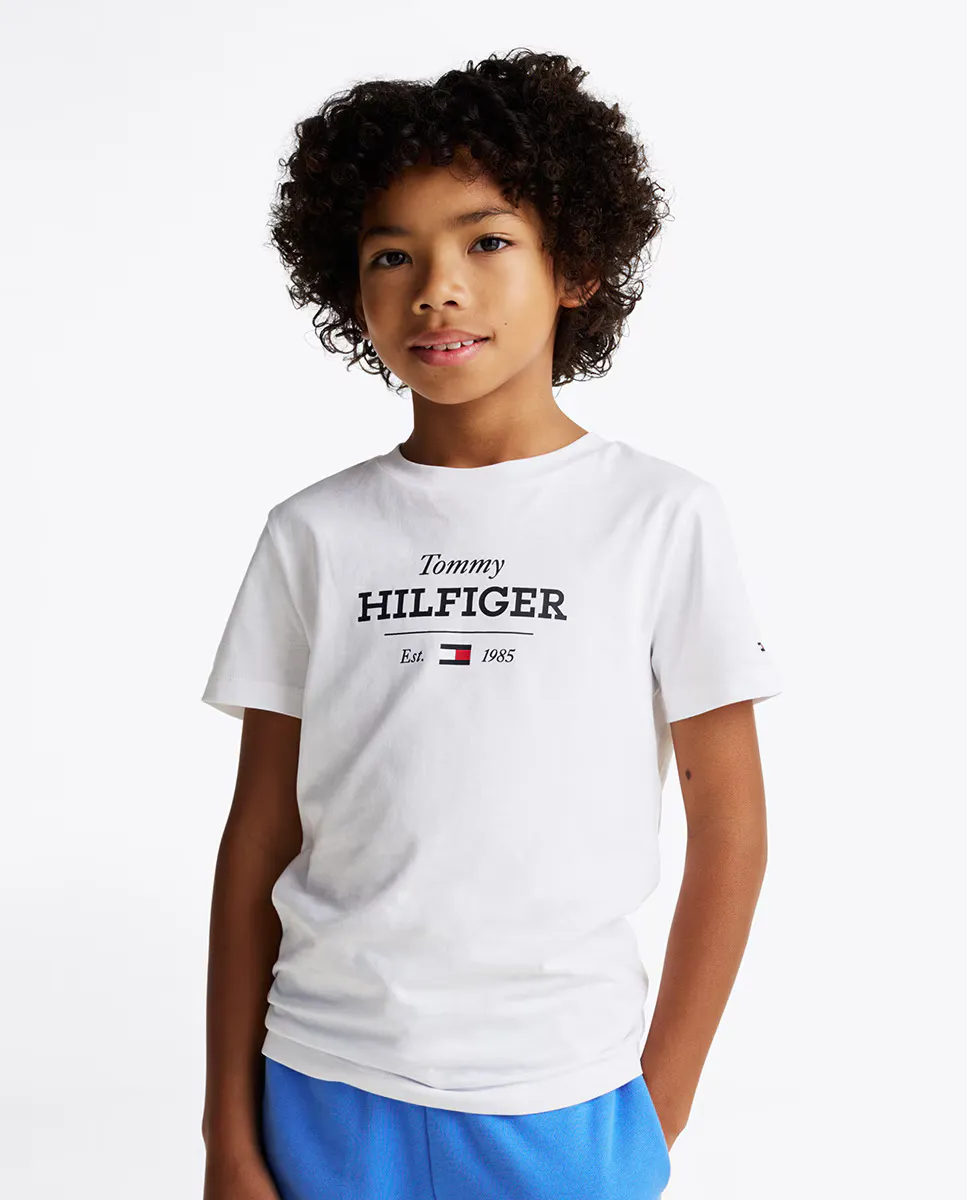 

Футболка для мальчиков с круглым вырезом и принтом спереди Tommy Hilfiger, белый