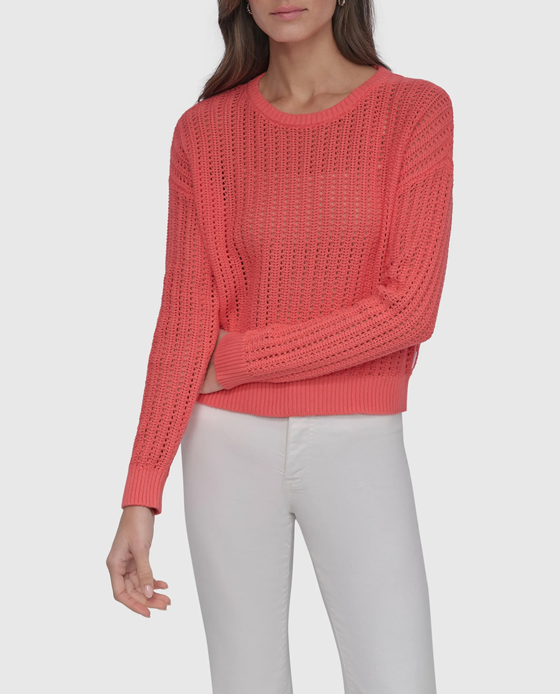 

Женский джемпер с длинным рукавом и круглым вырезом Dkny Jeans, коралловый