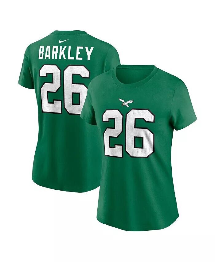 

Женская футболка Saquon Barkley Kelly Green Philadelphia Eagles с именем игрока и номером Nike, зеленый