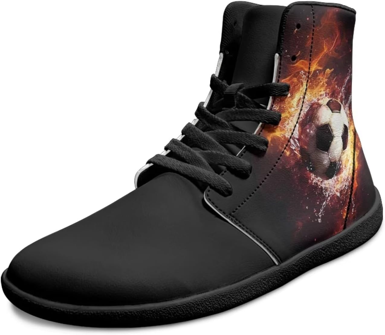 

Мужские кроссовки с широким носком, высокие, на шнуровке, обувь для бега и походов с эффектом босоногости, без подъема, дышащие Xixirimido, Football Flame Water