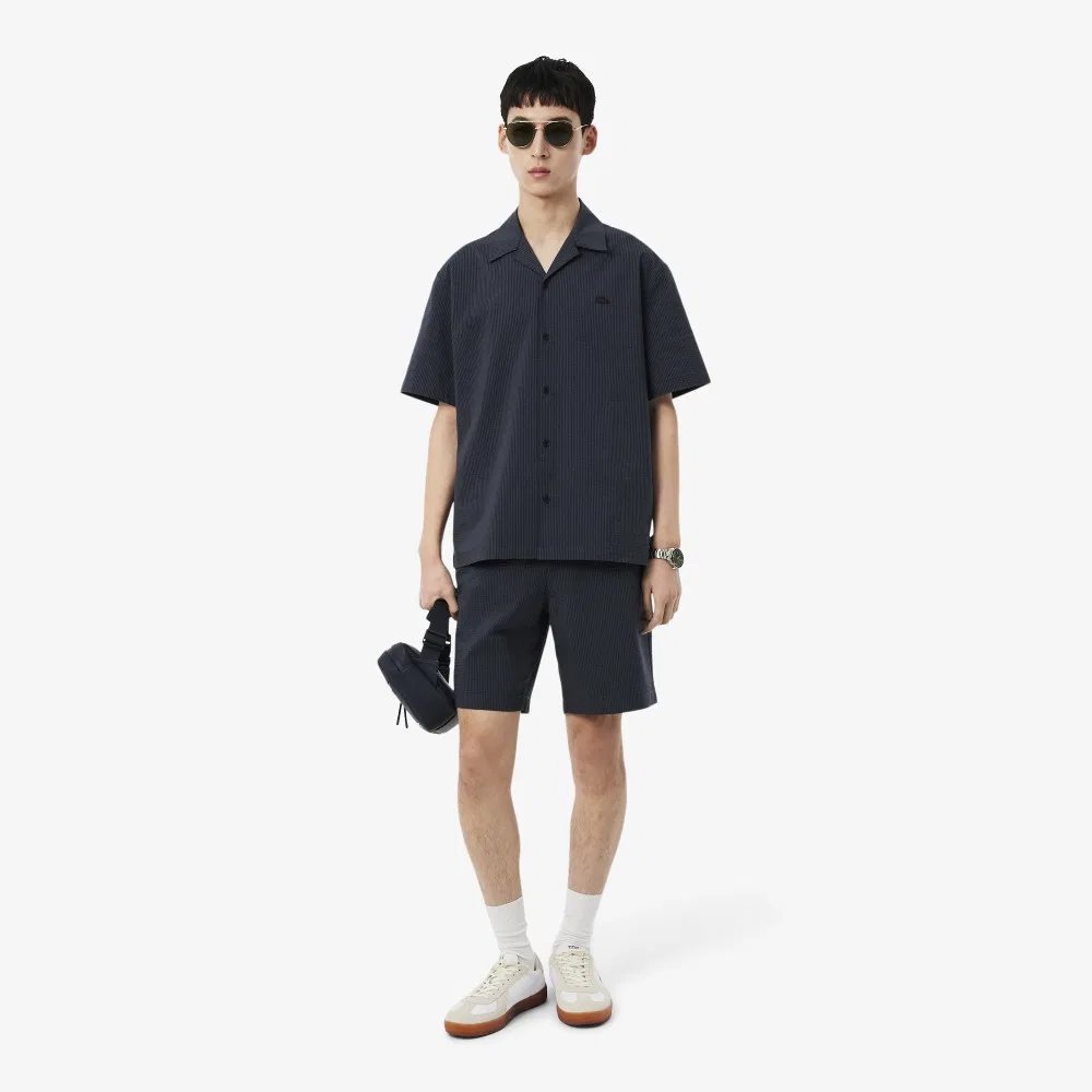 Мужские вафельные шорты цвета древесного угля от Lacoste — фото 4