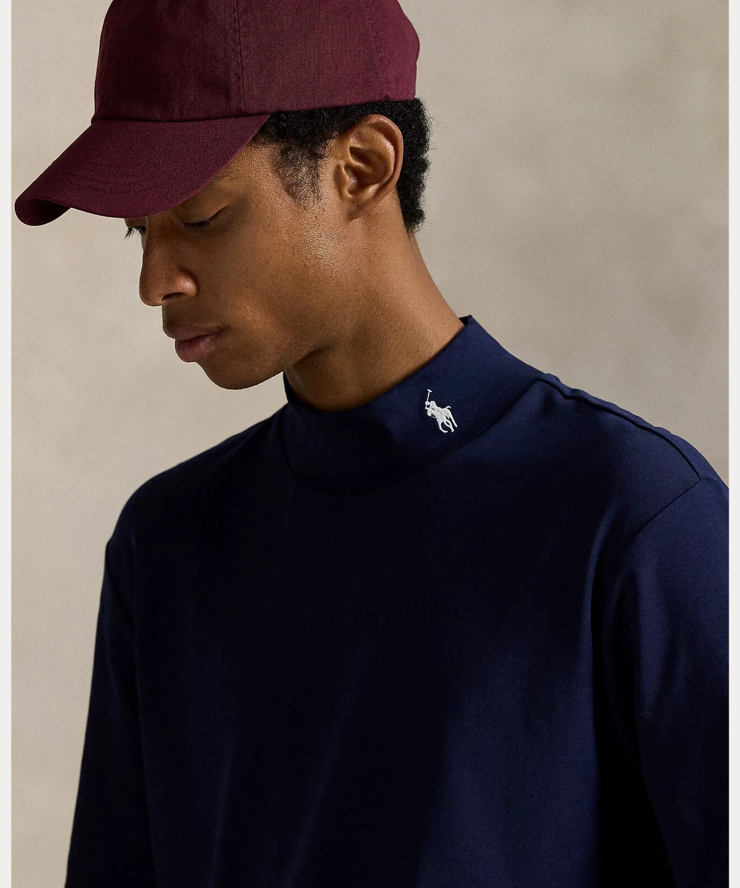 Мягкая хлопковая рубашка с воротником-стойкой Polo Ralph Lauren, 410 Navy — фото 3