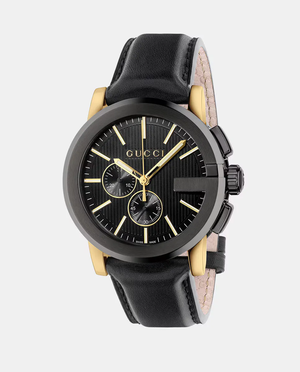 

G-Chrono YA101203 черные кожаные мужские часы Gucci, черный