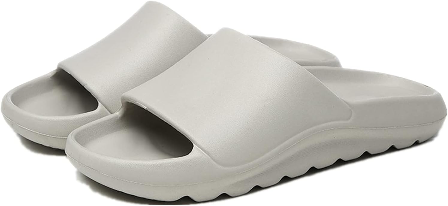 

QMFUR Soft Open Toe EVA тапочки для женщин и мужчин Быстросохнутые толстые подошвы Противоскользящие сандалии для ванной, серый