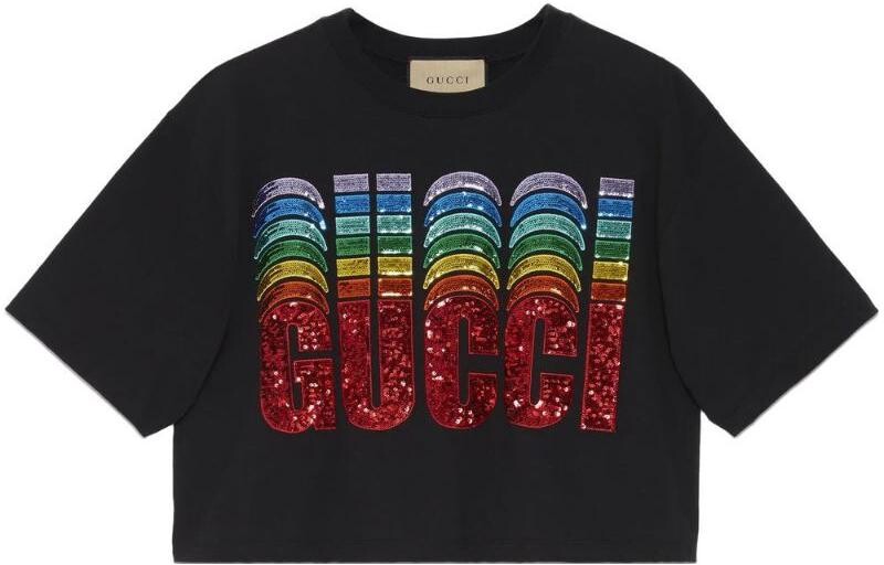 

Топ укороченный женский Gucci Logo-print, черный