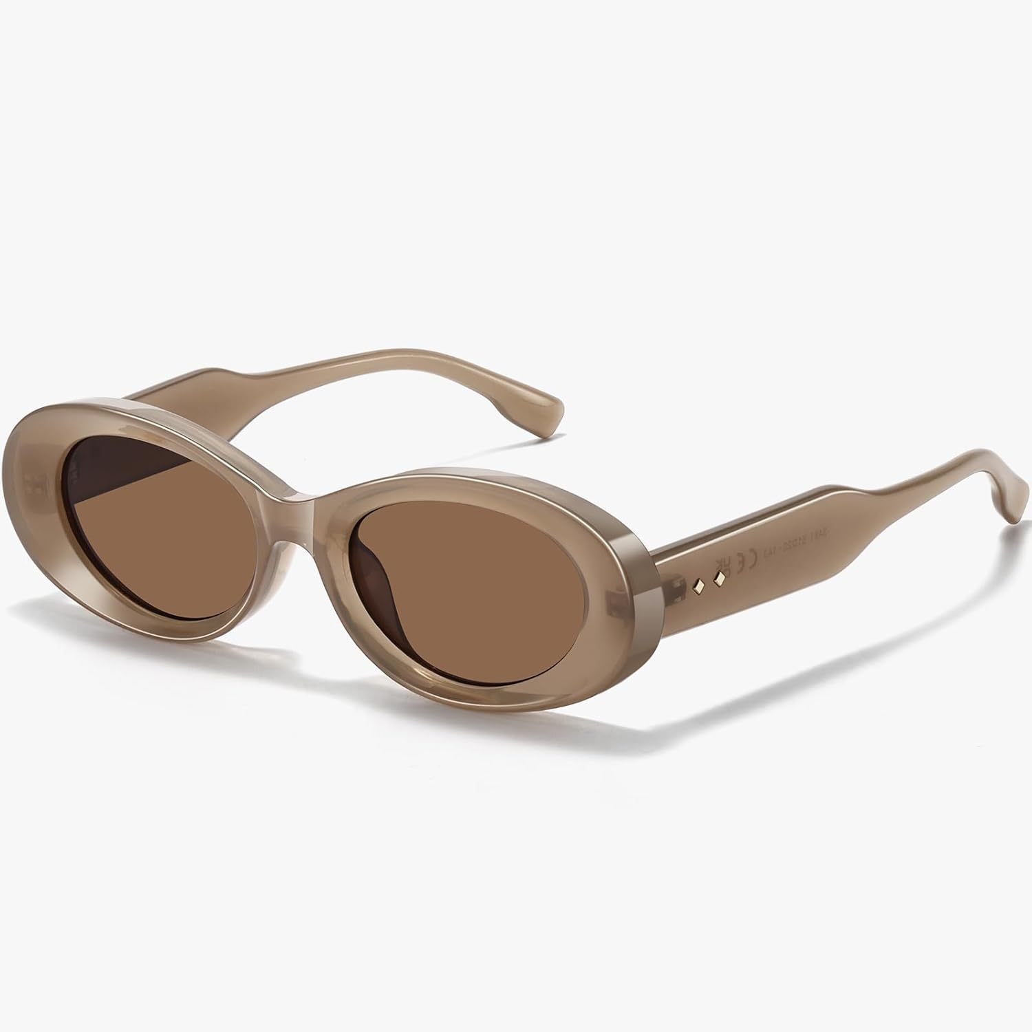 

Модные ретро-солнцезащитные очки овальной формы для женщин, классическая маленькая оправа, защита от УФ-излучения UV400, легкие и стильные, с солнцезащитным козырьком JOYesGO, Brown/Brown