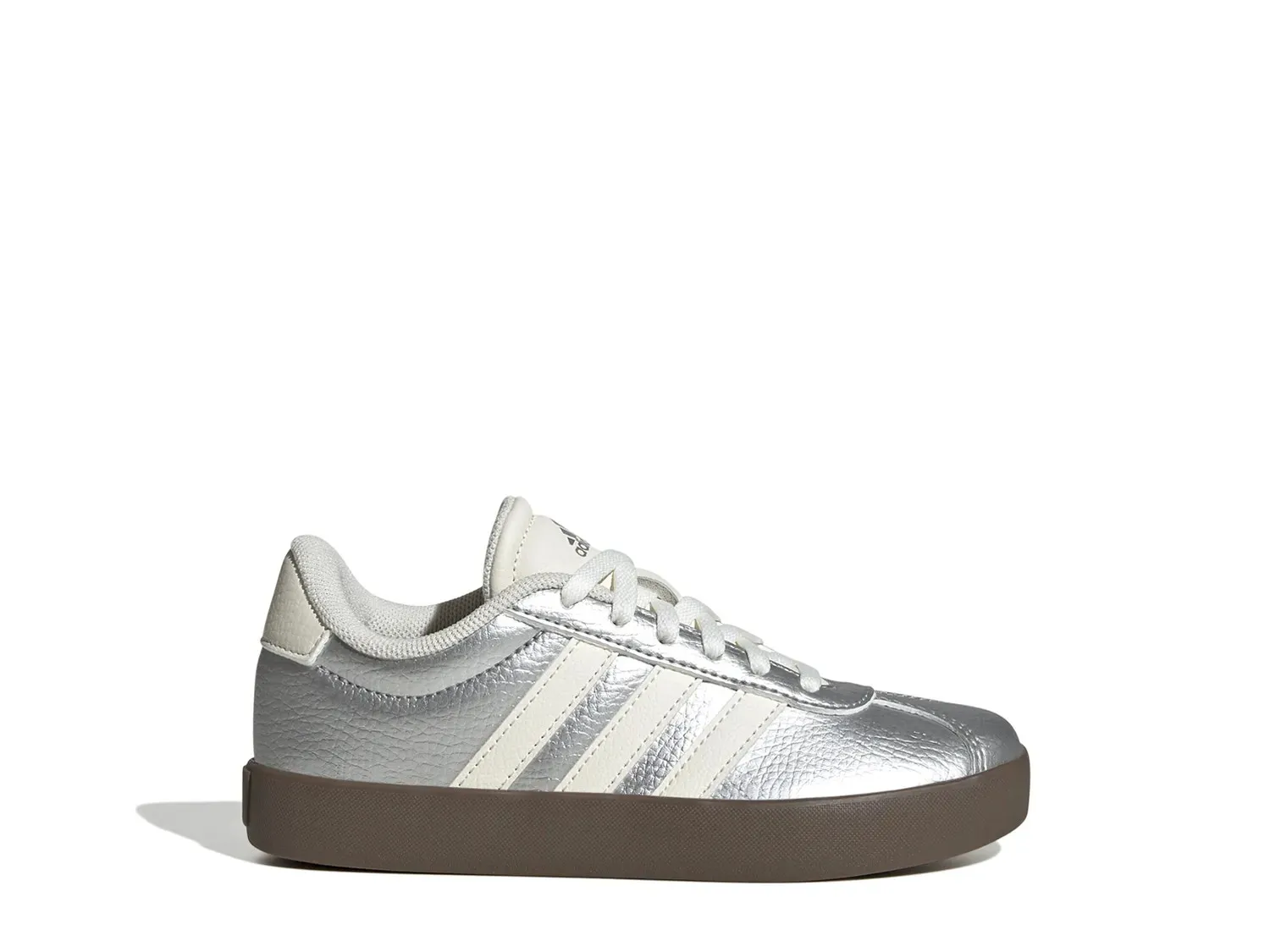 Кроссовки Adidas VL Court 3.0 — детские, серебристый металлик — фото 3
