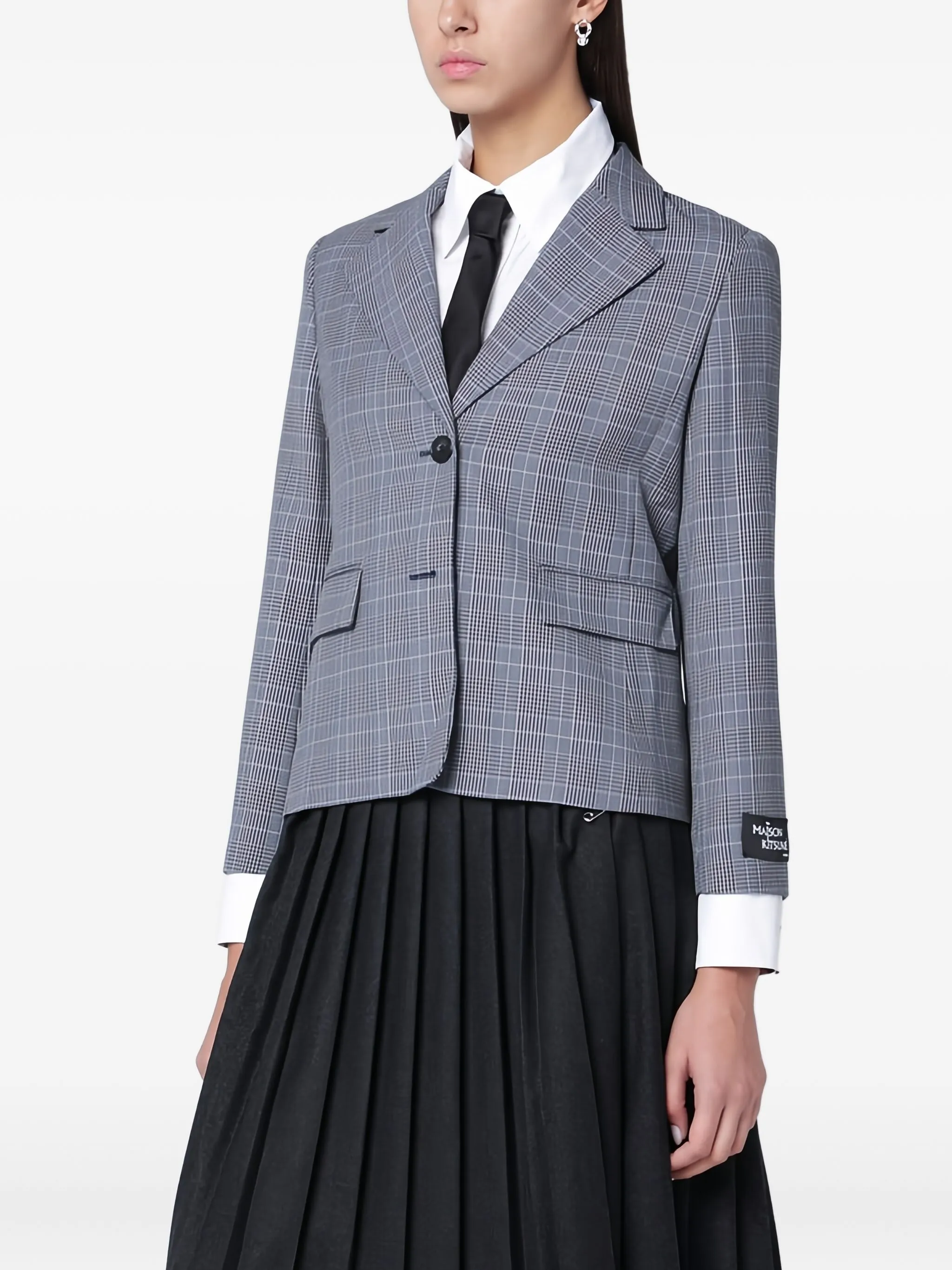 

Однобортный блейзер в клетку Maison Kitsuné, серый