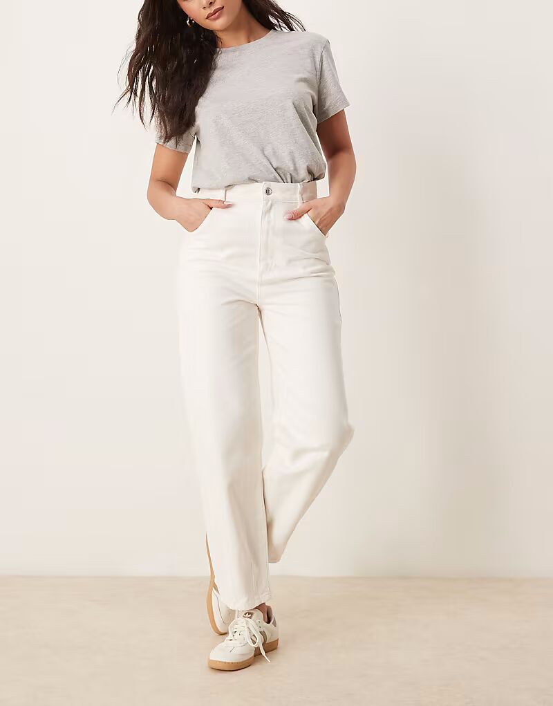 

Зауженные брюки из твила ASOS DESIGN, цвет: белый