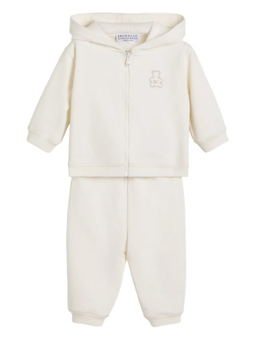 Брюки с вышитым логотипом Brunello Cucinelli Kids, нейтральный — фото 4