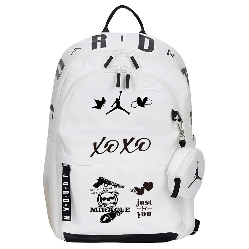 

Jordan Полиэстеровый рюкзак обычный унисекс белый, Black Miracle