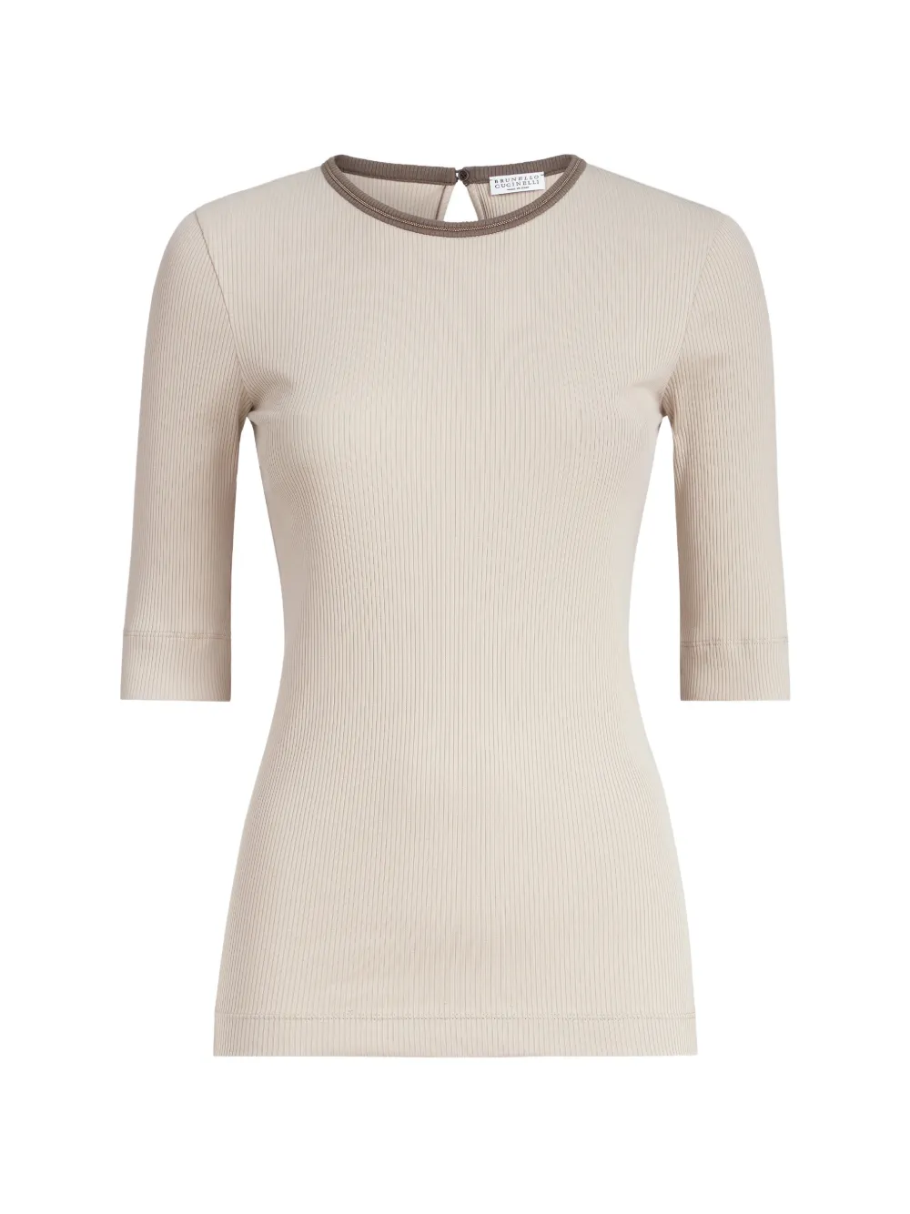 

Топ с отделкой в рубчик Brunello Cucinelli, бежевый