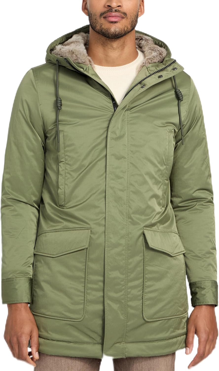 

GUESS мужская парка Juan Internal Long Fur, Safari Green
