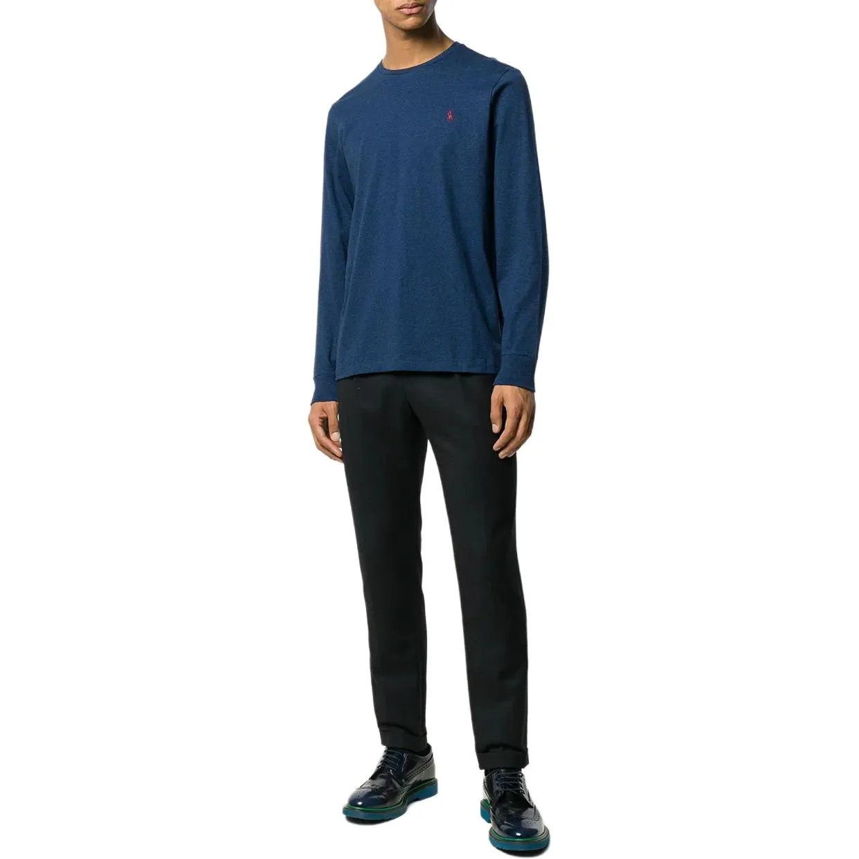 Polo Ralph Lauren Футболка мужская Custom Slim Fit синяя мультиколор — фото 3
